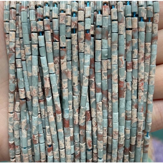 No_1196_Synthetic Hole Blue Imperial Jasper Round Tube_2*4mm_(Sold Per Strand)