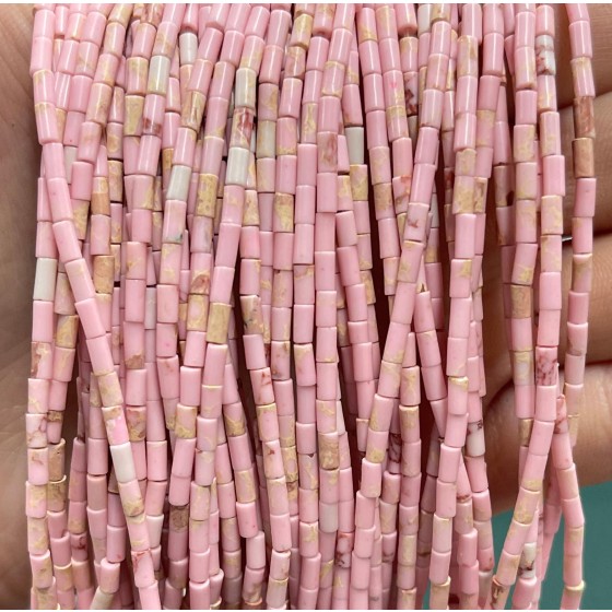 No_1198_Synthetic Pink Imperial Jasper Round Tube_2*4mm_(Sold Per Strand)