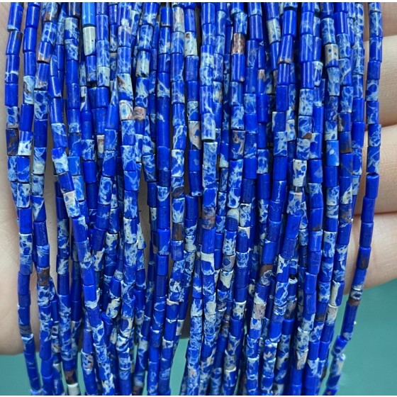 No_1205_Synthetic Dark Blue Imperial Jasper Round Tube_2*4mm_(Sold Per Strand)
