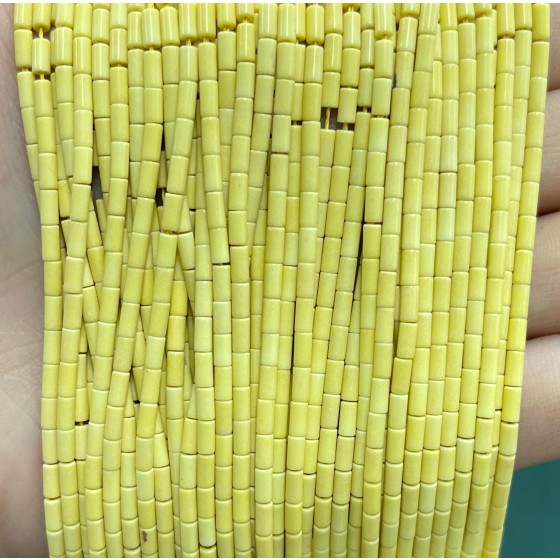No_1207_Synthetic Bright Yellow Stone Round Tube_2*4mm_(Sold Per Strand)