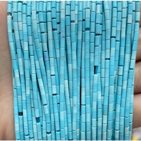 No_1210_Synthetic Light Blue Stone Round Tube_2*4mm_(Sold Per Strand)