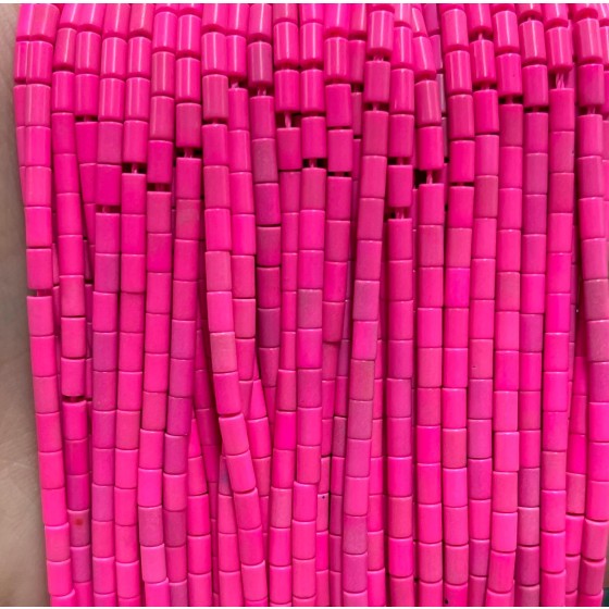 No_1212_Synthetic Rose Red Jasper Round Tube_2*4mm_(Sold Per Strand)