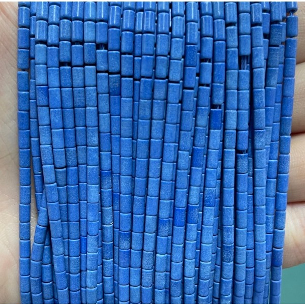 No_1213_Synthetic Dark Blue Stone Round Tube_2*4mm_(Sold Per Strand)
