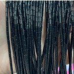No_1217_Natural Black Agate Round Tube_2*4mm_(Sold Per Strand)