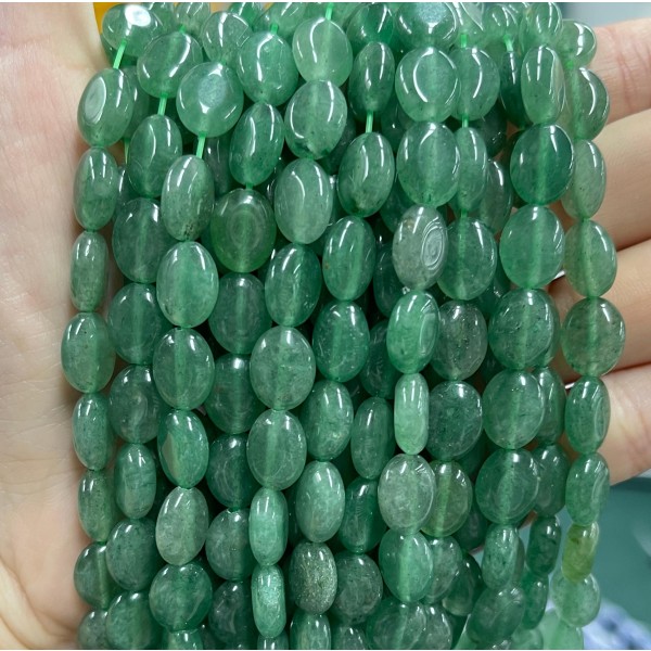 No_1218_Natural Green Aventurine Egg Shaped Bead_8*10mm_(Sold Per Strand)