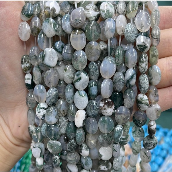 No_1220_Natural Tree Agate Egg Shaped Bead_8*10mm_(Sold Per Strand)