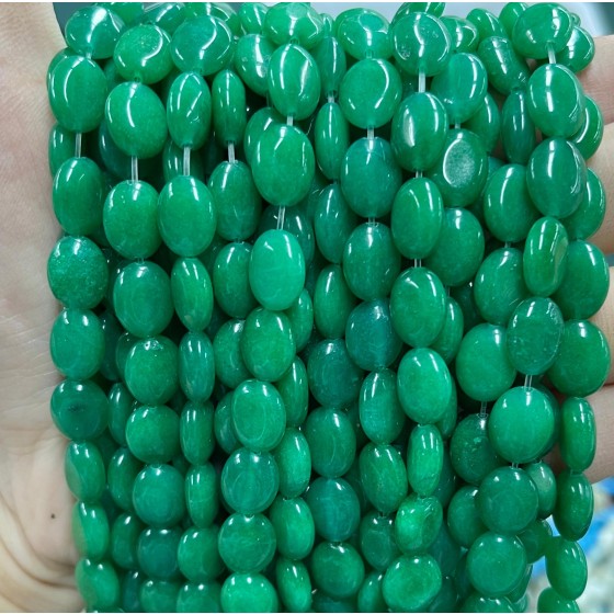 No_1224_Enhanced Green Chalcedony Egg Shaped Bead_8*10mm_(Sold Per Strand)