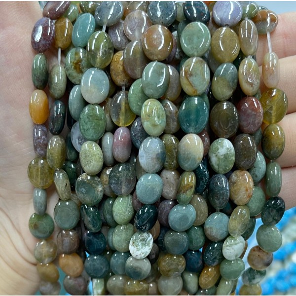 No_1227_Natural Indian Agate Egg Shaped Bead_8*10mm_(Sold Per Strand)