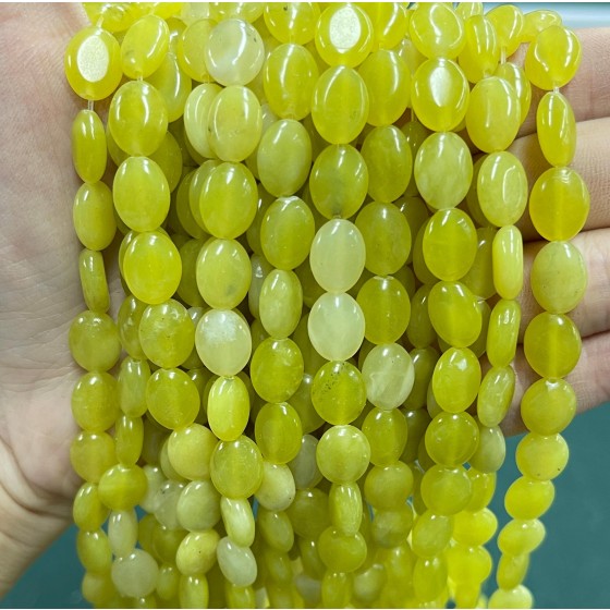 No_1229_Natural Lemon Jade Egg Shaped Bead_8*10mm_(Sold Per Strand)