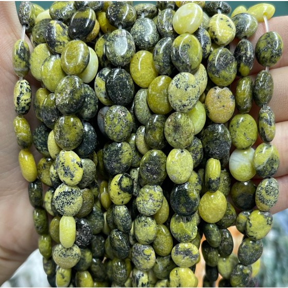 No_1239_Natural Grass Green Turquoise Egg Shaped Bead_8*10mm_(Sold Per Strand)