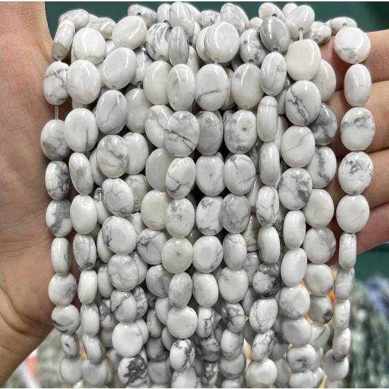 No_1241_Natural White Turquoise Egg Shaped Bead_8*10mm_(Sold Per Strand)