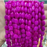 No_1242_Enhanced Purplish Red Chalcedony Egg Shaped Bead_8*10mm_(Sold Per Strand)