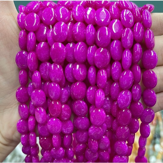 No_1242_Enhanced Purplish Red Chalcedony Egg Shaped Bead_8*10mm_(Sold Per Strand)