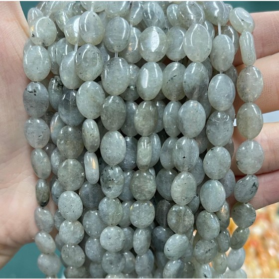 No_1245_Natural White Labradorite Egg Shaped Bead_8*10mm_(Sold Per Strand)