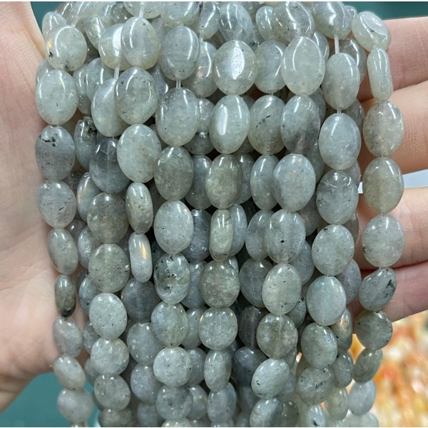 No_1245_Natural White Labradorite Egg Shaped Bead_8*10mm_(Sold Per Strand)