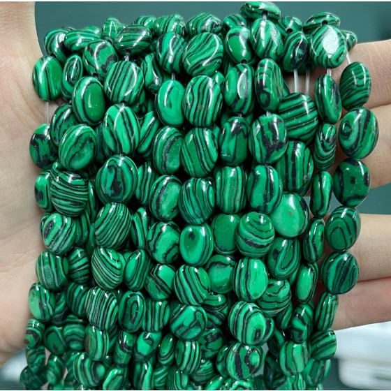 No_1249_Synthetic Malachite Egg Shaped Bead_8*10mm_(Sold Per Strand)