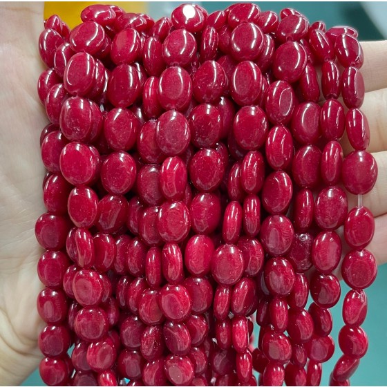 No_1257_Enhanced Dark Red Chalcedony Egg Shaped Bead_8*10mm_(Sold Per Strand)