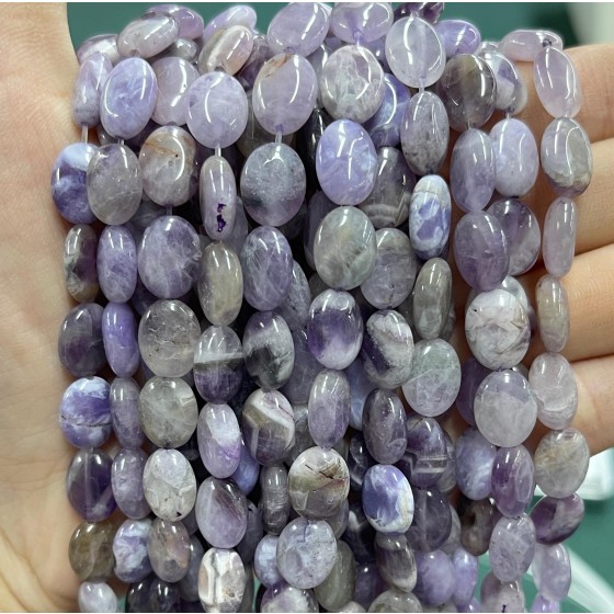 No_1259_Natural Amethyst Egg Shaped Bead_8*10mm_(Sold Per Strand)