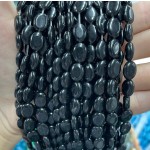 No_1263_Natural Black Stone Egg Shaped Bead_8*10mm_(Sold Per Strand)