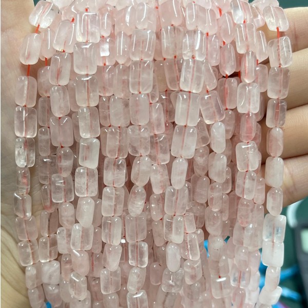 No_1264_Natural Rose Quartz Rectangle_6*8mm_(Sold Per Strand)