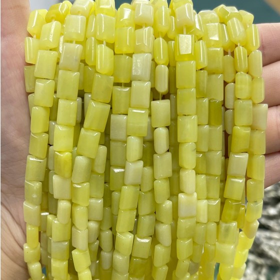 No_1265_Natural Lemon Jade Rectangle_6*8mm_(Sold Per Strand)