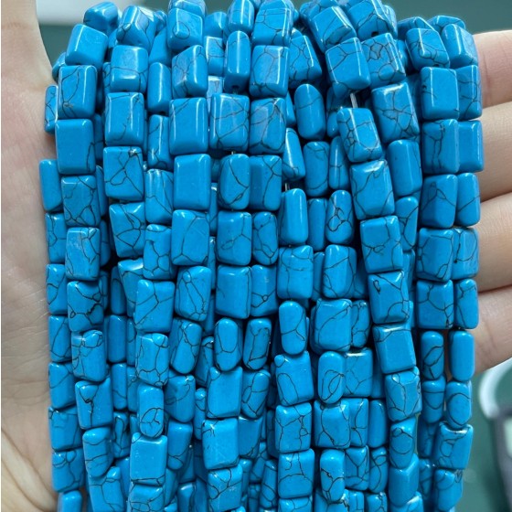 No_1270_Synthetic Blue Turquoise Rectangle_6*8mm_(Sold Per Strand)