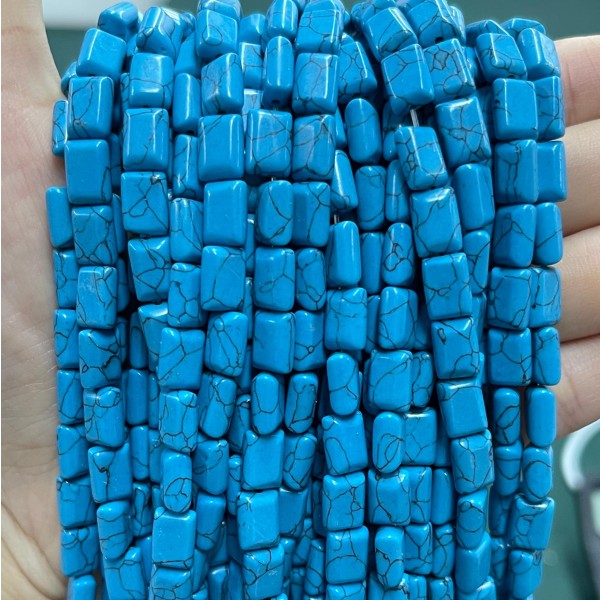 No_1270_Synthetic Blue Turquoise Rectangle_6*8mm_(Sold Per Strand)