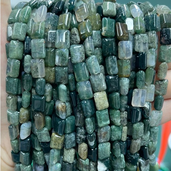 No_1273_Natural Moss Agate Rectangle_6*8mm_(Sold Per Strand)