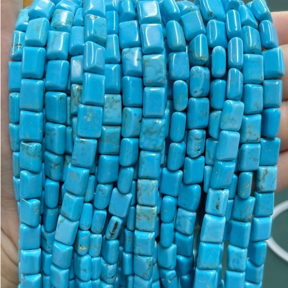 No_1276_Enhanced Blue Turquoise Rectangle_6*8mm_(Sold Per Strand)