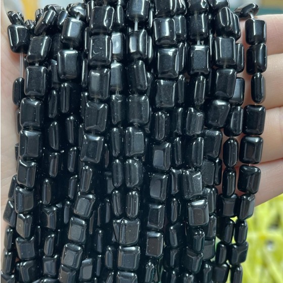 No_1278_Natural Black Stone Rectangle_6*8mm_(Sold Per Strand)