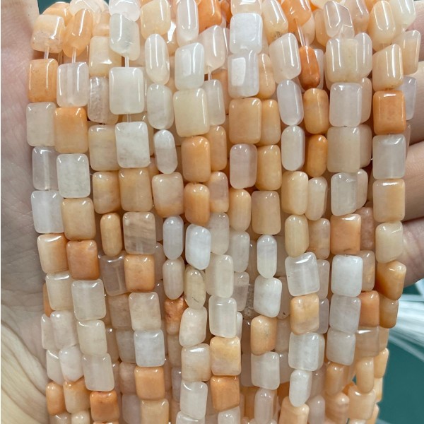 No_1282_Natural Ice Transparent Pink Aventurine Rectangle_6*8mm_(Sold Per Strand)