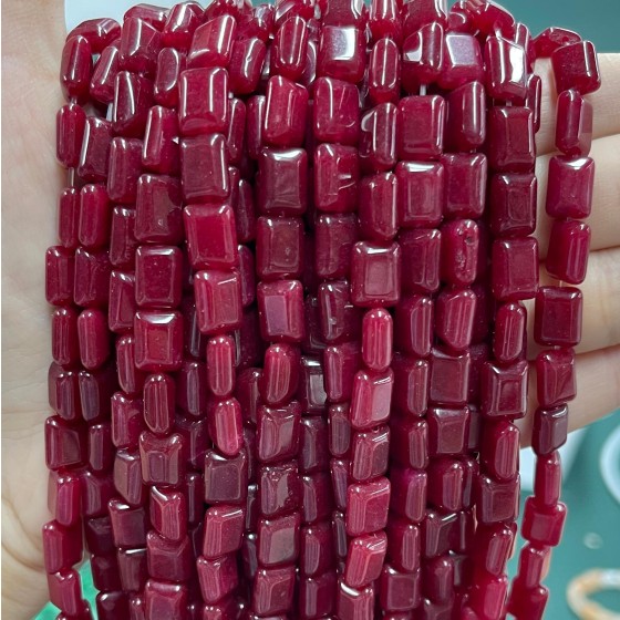 No_1283_Enhanced Dark Red Chalcedony Rectangle_6*8mm_(Sold Per Strand)