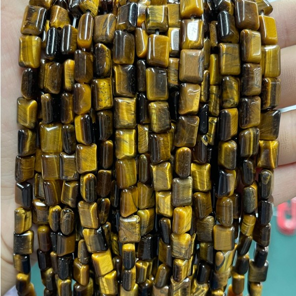No_1286_Natural Yellow Tiger Eye Stone Rectangle_6*8mm_(Sold Per Strand)