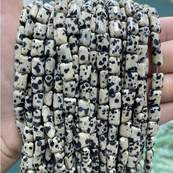 No_1296_Natural Dalmatian Stone Stone Rectangle_6*8mm_(Sold Per Strand)