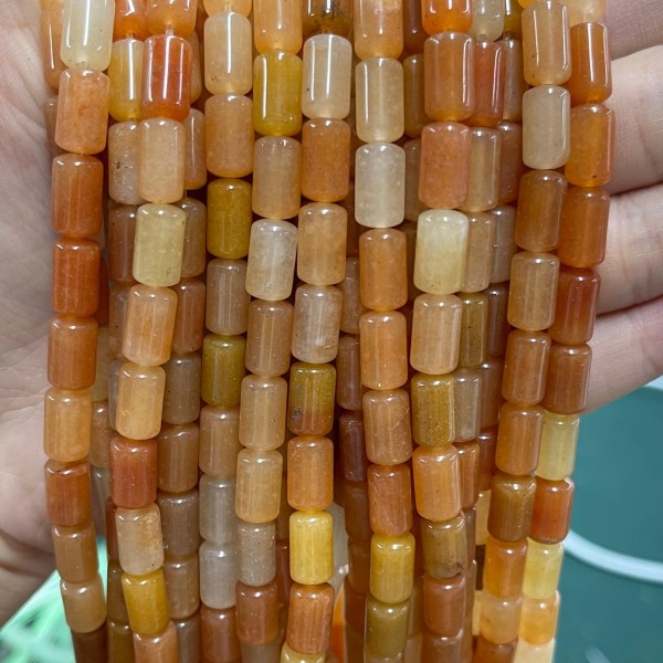 No_1299_Natural Red Aventurine Round Head Cylinder_6*10mm_(Sold Per Strand)