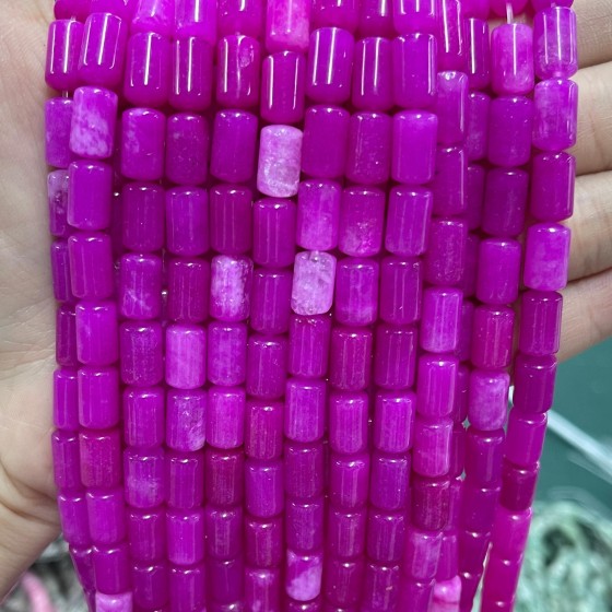 No_1301_Enhanced Pink Chalcedony Round Head Cylinder_6*10mm_(Sold Per Strand)