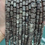 No_1302_Natural Coffee Snowflake Stone Round Head Cylinder_6*10mm_(Sold Per Strand)