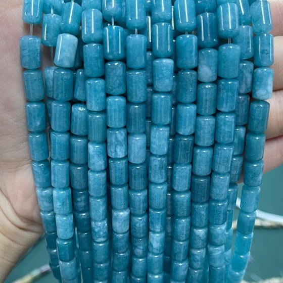 No_1306_Imitated Larimar Chalcedony Round Head Cylinder_6*10mm_(Sold Per Strand)