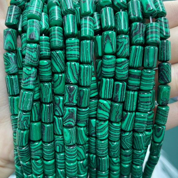 No_1317_Synthetic Malachite Round Head Cylinder_6*10mm_(Sold Per Strand)