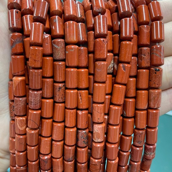 No_1322_Natural Red Jasper Round Head Cylinder_6*10mm_(Sold Per Strand)