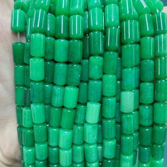 No_1325_Enhanced Dry Green Chalcedony Round Head Cylinder_6*10mm_(Sold Per Strand)