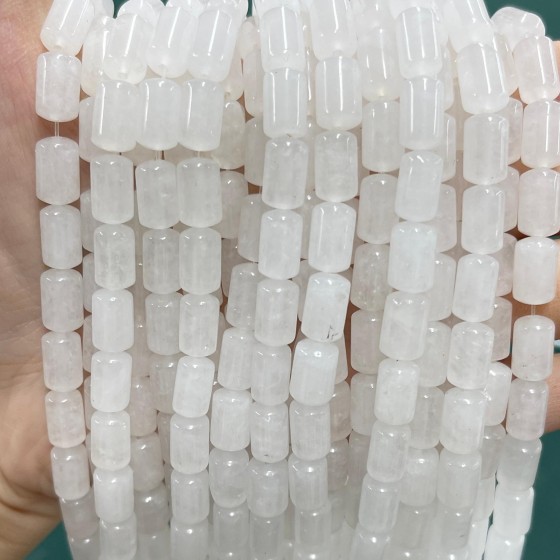 No_1329_Natural White Jade Round Head Cylinder_6*10mm_(Sold Per Strand)