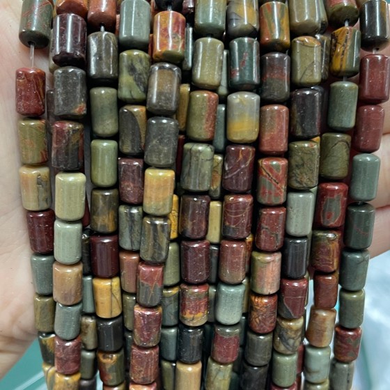 No_1334_Natural Red Turquoise Round Head Cylinder_6*10mm_(Sold Per Strand)