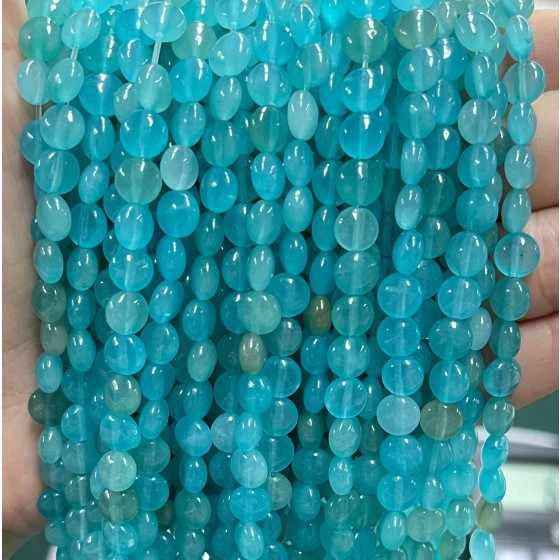 No_1336_Imitated Amazonite Chalcedony Coin Beads_6mm_(Sold Per Strand)