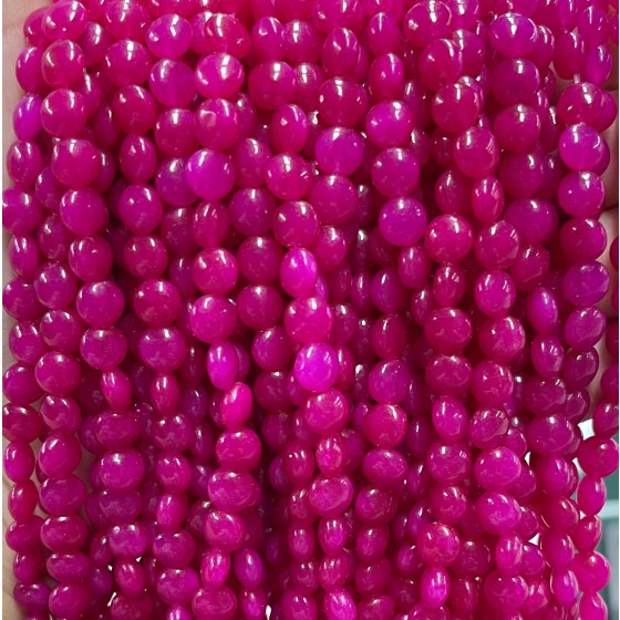 No_1338_Enhanced Magenta Chalcedony Coin Beads_6mm_(Sold Per Strand)