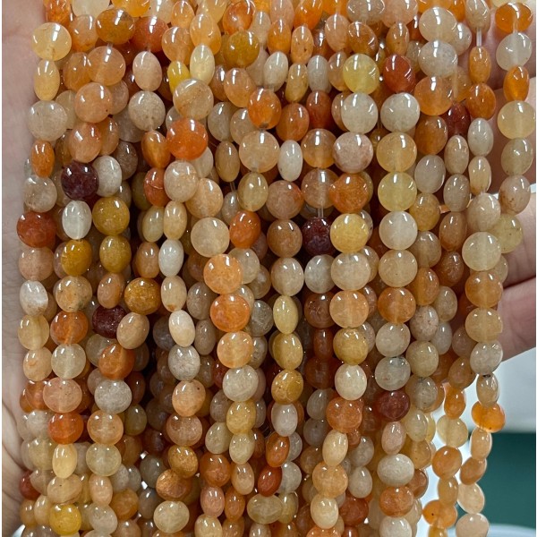 No_1339_Natural Red Aventurine Coin Beads_6mm_(Sold Per Strand)