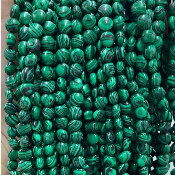 No_1342_Synthetic Malachite Coin Beads_6mm_(Sold Per Strand)