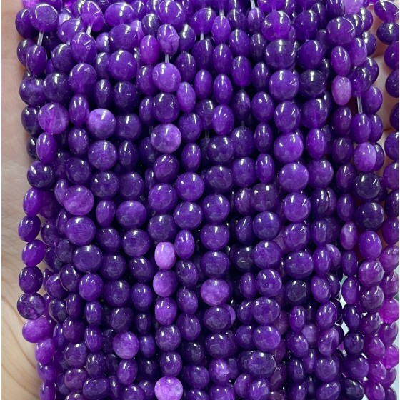 No_1343_Enhanced Deep Purple Chalcedony Coin Beads_6mm_(Sold Per Strand)