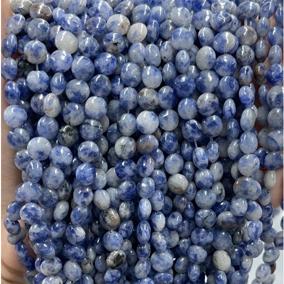 No_1344_Natural Blue Spot Jasper Coin Beads_6mm_(Sold Per Strand)