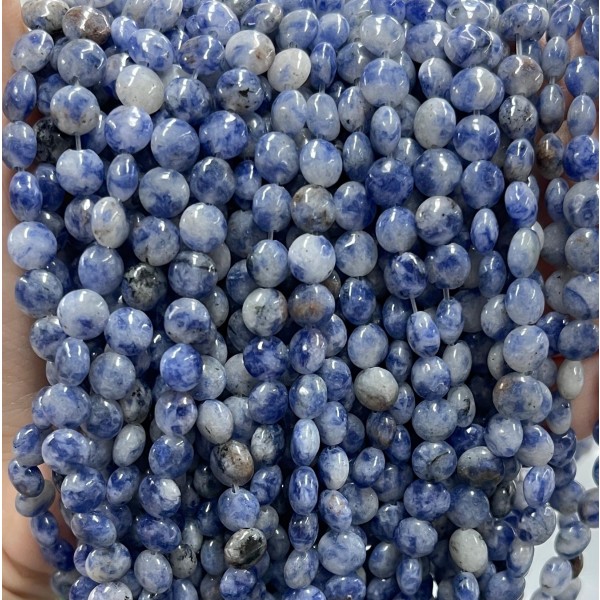 No_1344_Natural Blue Spot Jasper Coin Beads_6mm_(Sold Per Strand)